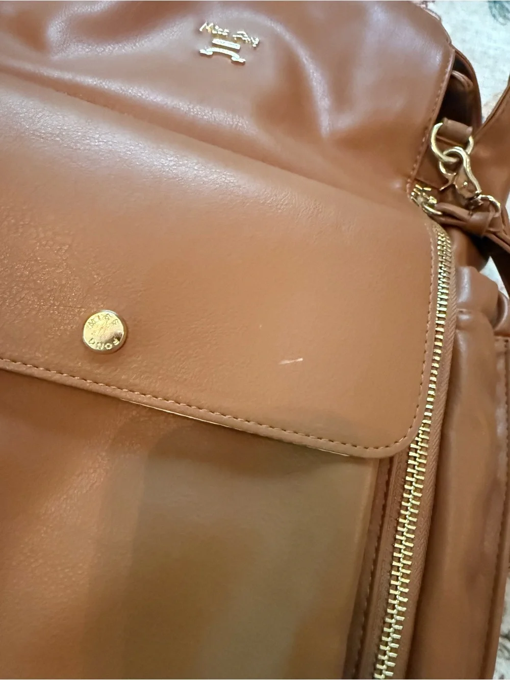 Miss Fong Leather Tote in Warm Cognac